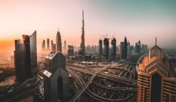 An aerial view of Dubai