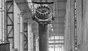 First ammonia reactor from BASF during assembly at the factory Oppau