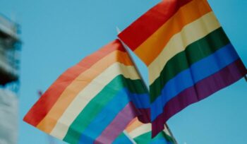 Pride flags waving