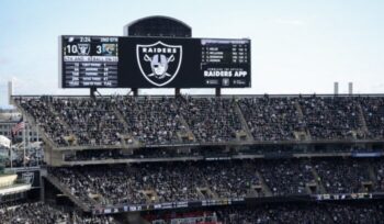 Raiders football game in stadium