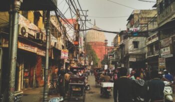 The view from the street of Jama Masjid of Delhi