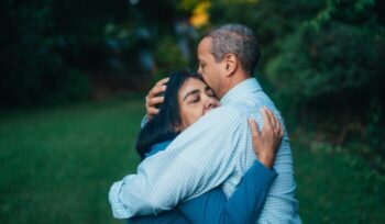 Two people embracing