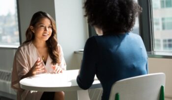 Two women in conversation