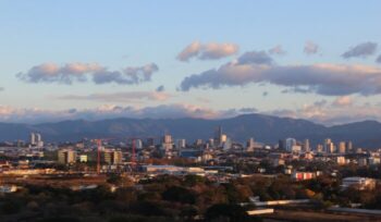 View of the Central Valley of Costa Rica during sunset