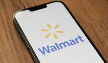 Walmart logo on the smartphone