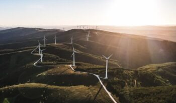 Wind turbines on a hill