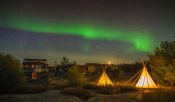 Teepees under the northern lights